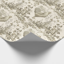 Papel De Presente Galo Clássico de Vintagem Beige Floral Toile