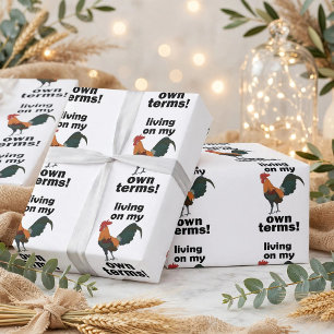 Papel De Presente Galo de Selva Vermelho Vivendo Nos Meus Próprios T