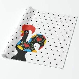 Papel De Presente Galo famoso de Barcelos Nr 09 - bolinhas