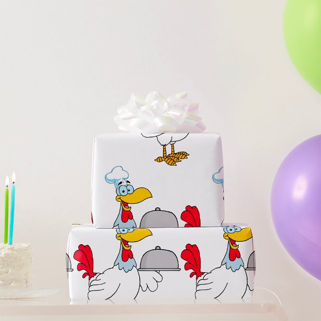 Papel De Presente Galo Servindo Comida (Criador carregado)