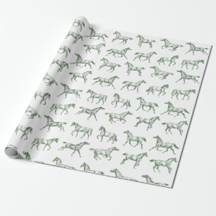 Papel De Presente Galopagem Elegante Cavalos Galopantes Sage Toile