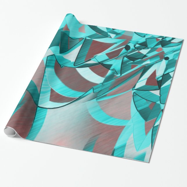 Papel De Presente Gamas cianas azuis sobre fundo "marrom" (Desenrolado)