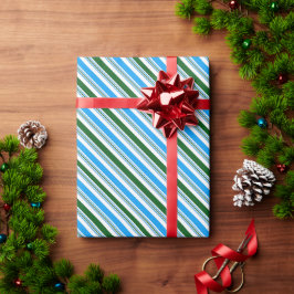 Papel De Presente Gamas de menta Diagonal Verde e Azul