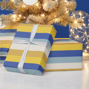 Papel De Presente Gamas de ouro amarelo-azul moderno Hanukkah