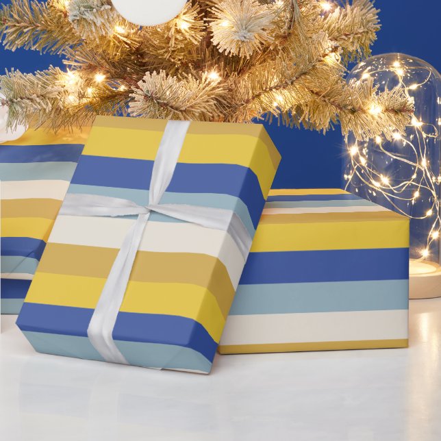 Papel De Presente Gamas de ouro amarelo-azul moderno Hanukkah (Feriados)