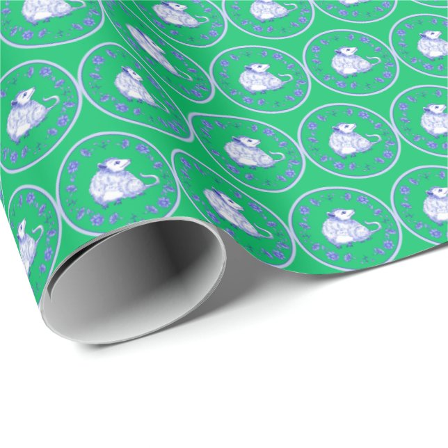 Papel De Presente Gambá Psicodélico  (Ponta do rolo)