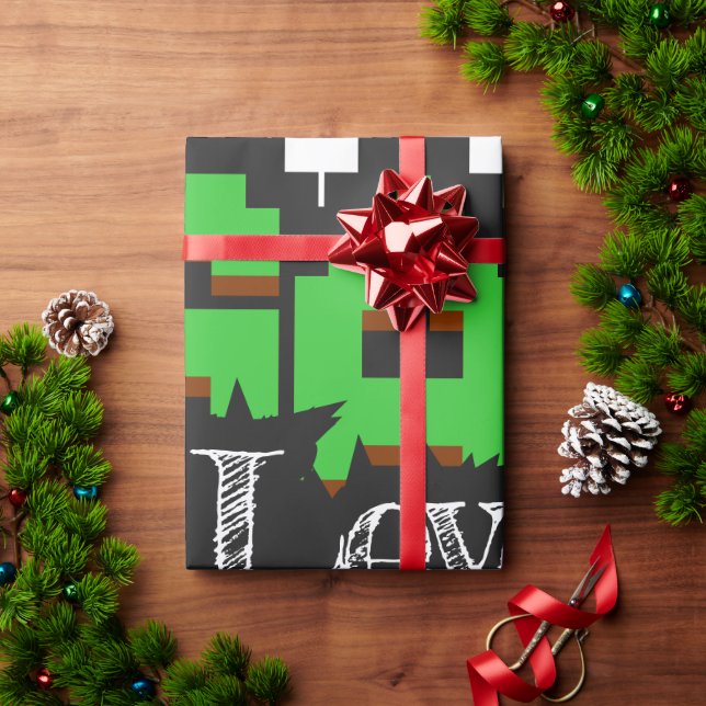 Papel De Presente Game Over, Level Up: Mundo de Jogos Retro Pixelado (Presente de Natal)