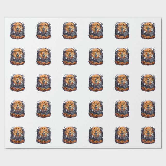 Papel De Presente Ganhos do Cemitério Esqueleto Levantando Haltere H (Aberto)