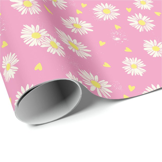 Papel De Presente Gänseblümchen rosa (Ponta do rolo)