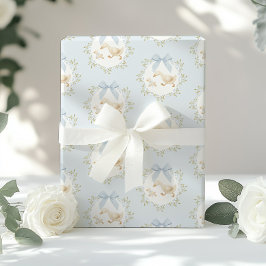 Papel De Presente Ganso Bobo Laço Azul Caprichoso Préppy