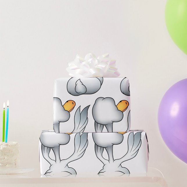 Papel De Presente Ganso Branco Por Trás Pássaro Bobo (Criador carregado)