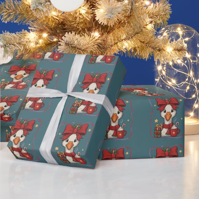 Papel De Presente Ganso de Natal Combinando Fofos Patos Engraçados d (Feriados)