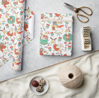 Papel De Presente Ganso de Natal Divertido e Festivo