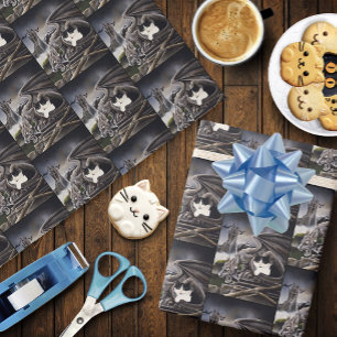 Papel De Presente Gargoyle branco preto
