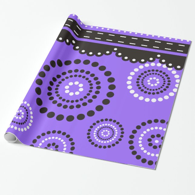 Papel De Presente Garland ARTdeco preto branco + sua cor de fundo (Desenrolado)