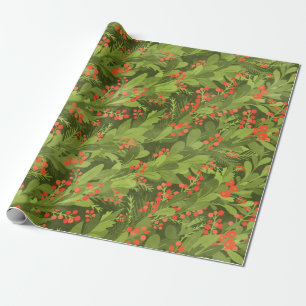Papel De Presente Garland de Natal 3D verde