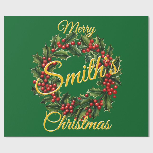 Papel De Presente Garland de Natal da Família Personalizada (Aberto)