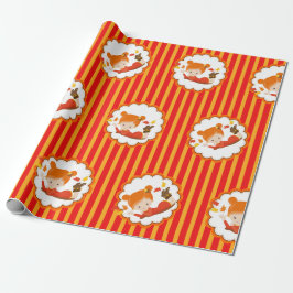 Papel De Presente Garota Adorável de outono Pintada à Mão