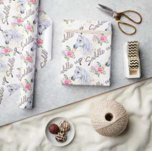 Papel De Presente Garota Branca de Aniversário Rosa