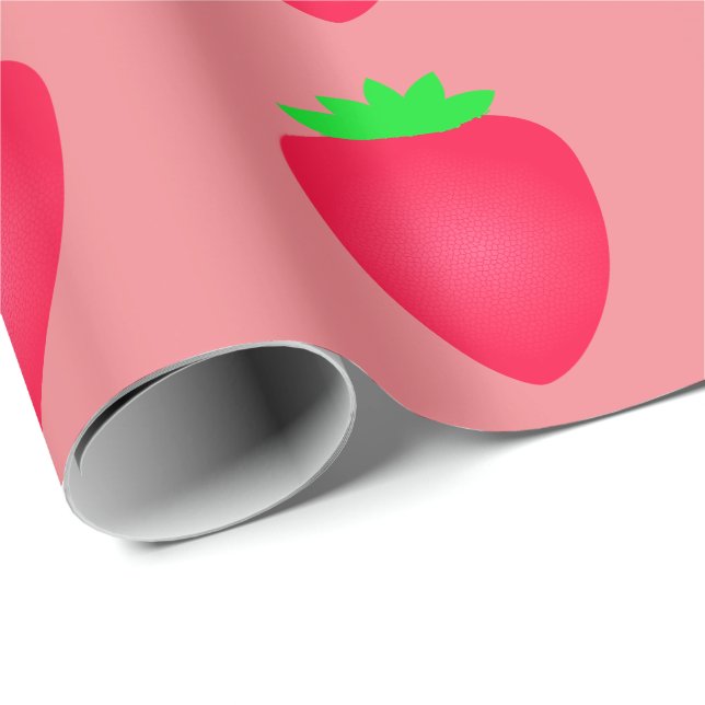 Papel De Presente Garota Chá de fraldas de Morango Vermelho Rosa de  (Ponta do rolo)