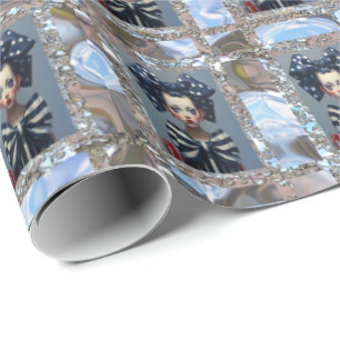 Papel De Presente Garota com o Natal de Férias dos Arcos