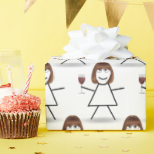 Papel De Presente Garota com Vinho Vermelho