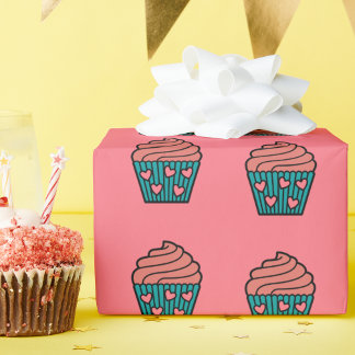 Papel De Presente Garota-Cupcake de Coração Rosa-Bonita Dotada de An