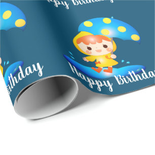 Papel De Presente Garota dançando debaixo da chuva