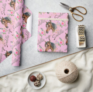 Papel De Presente Garota-de-Aniversário Rosa-Castanha