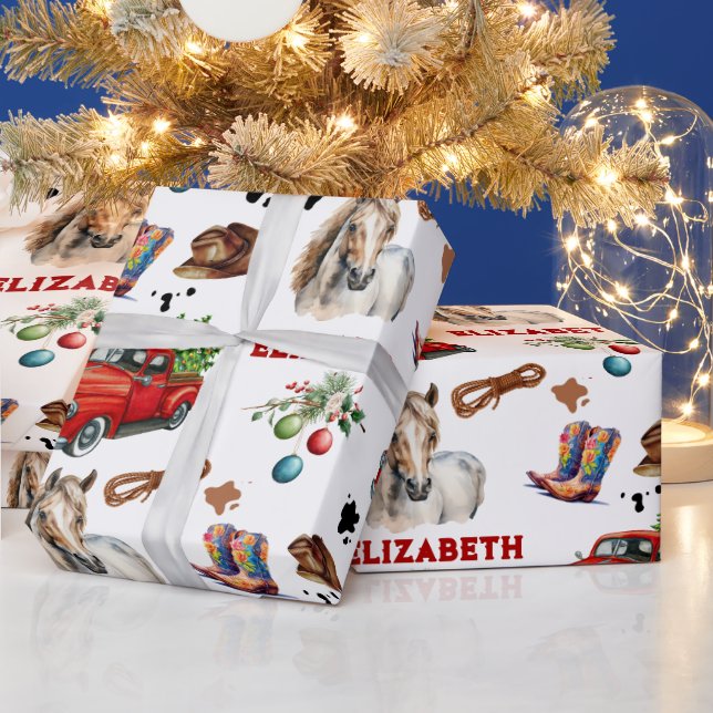 Papel De Presente Garota de Natal de Cavalo (Feriados)