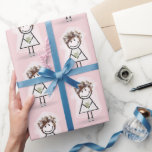 Papel De Presente Garota De Pau Brilhante Nos Sneakers<br><div class="desc">Garota bonitinha em tênis,  véu branco,  vestido de renda,  cabelo,  colar de pérolas,  e segurando um buquê de margarida para um chá de panela de rosa-claro. A cor de fundo pode ser alterada.</div>