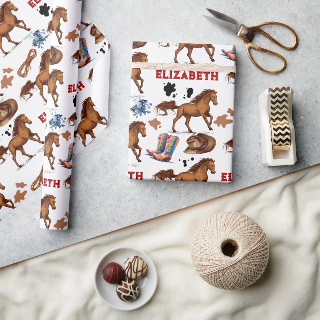 Papel De Presente Garota do Cavalo de Aniversário (Artesanato)