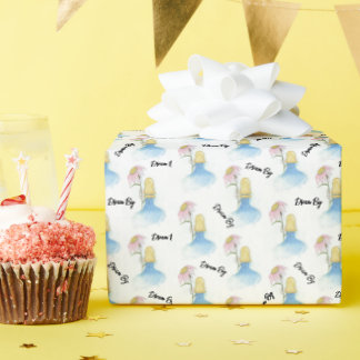 Papel De Presente Garota do Sonho segurando Flor Gigante "Dream Big"