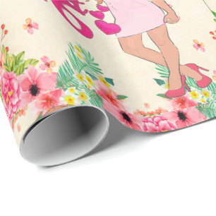 Papel De Presente Garota Doce De 16 Anos Com Flores