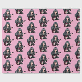 Papel De Presente Garota emo com cabelo preto comprido