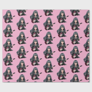 Papel De Presente Garota emo com cabelo preto comprido
