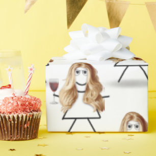 Papel De Presente Garota loira com vinho tinto