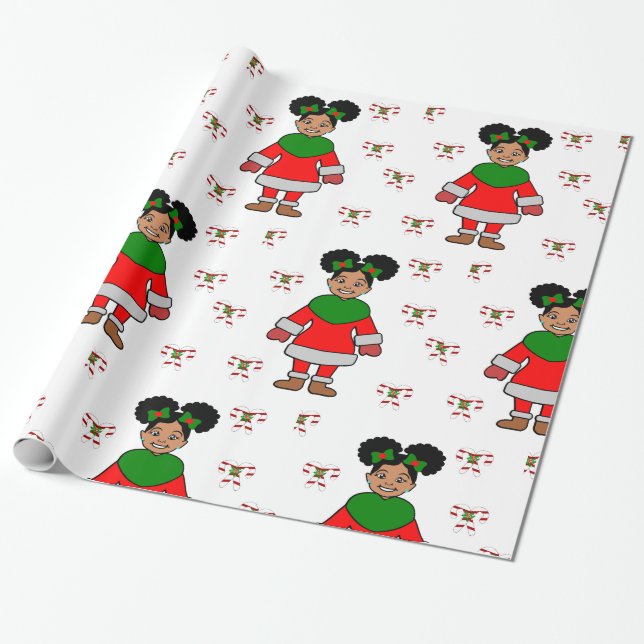 Papel De Presente Garota Negra de Natal (Desenrolado)