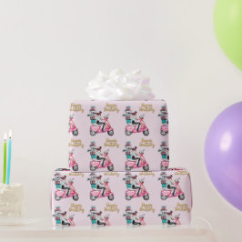 Papel De Presente Garota no Parabéns do Patinete