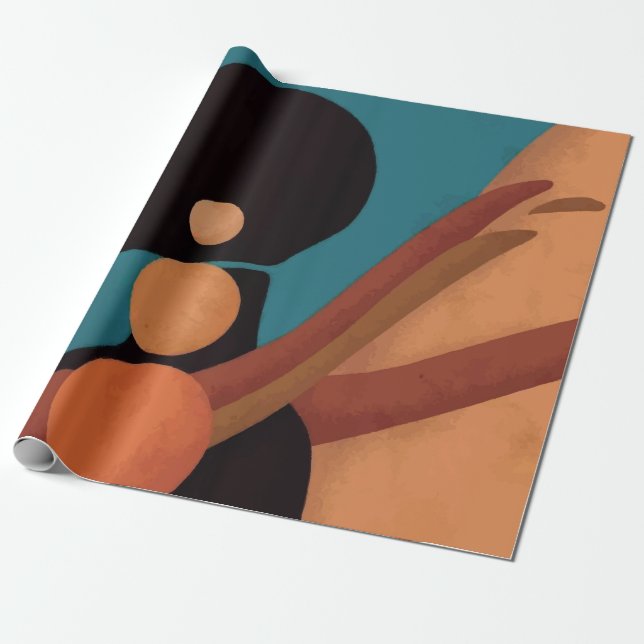 Papel De Presente garota no trópico. Linda mulher africana. Preto (Desenrolado)