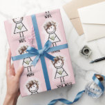 Papel De Presente Garota-Pau-Brilhante em tênis a rosa<br><div class="desc">Garota bonitinha em tênis,  véu branco,  vestido de renda,  cabelo,  colar de pérolas,  e segurando um buquê de margarida para um chá de panela a rosa. A cor de fundo pode ser alterada.</div>