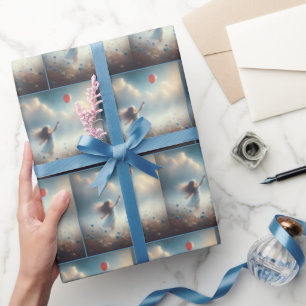 Papel De Presente Garota Pequena Com Balão Vermelho