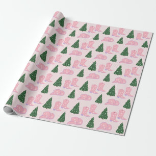 Papel De Presente Garota Rosa Bota Árvore de Natal