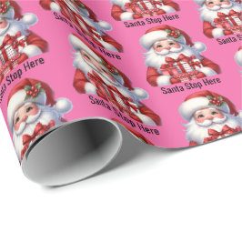 Papel De Presente Garota Santa Bonita Alegre Presentes Rosa Vermelho