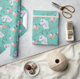 Papel De Presente Garota-Vaca Elegante de Cavalo Branco