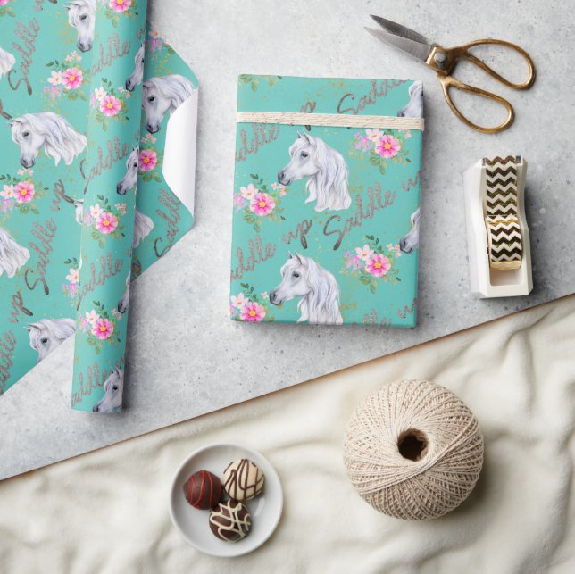 Papel De Presente Garota-Vaca Elegante de Cavalo Branco (Artesanato)