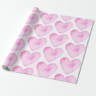 Papel De Presente Garotas bonitas com padrão de coração cor de á