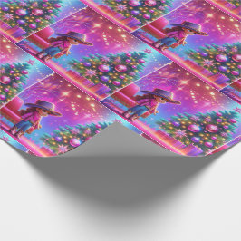 Papel De Presente Garotinha Em Frente Ao Natal Da Árvore