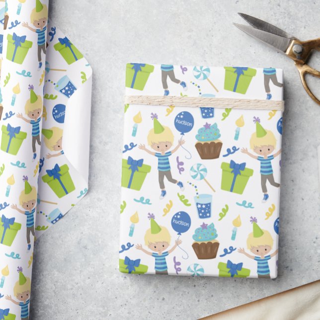 Papel De Presente Garoto de Aniversário Personalizado Bonito (Criador carregado)
