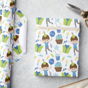 Papel De Presente Garoto de Aniversário Personalizado Bonito